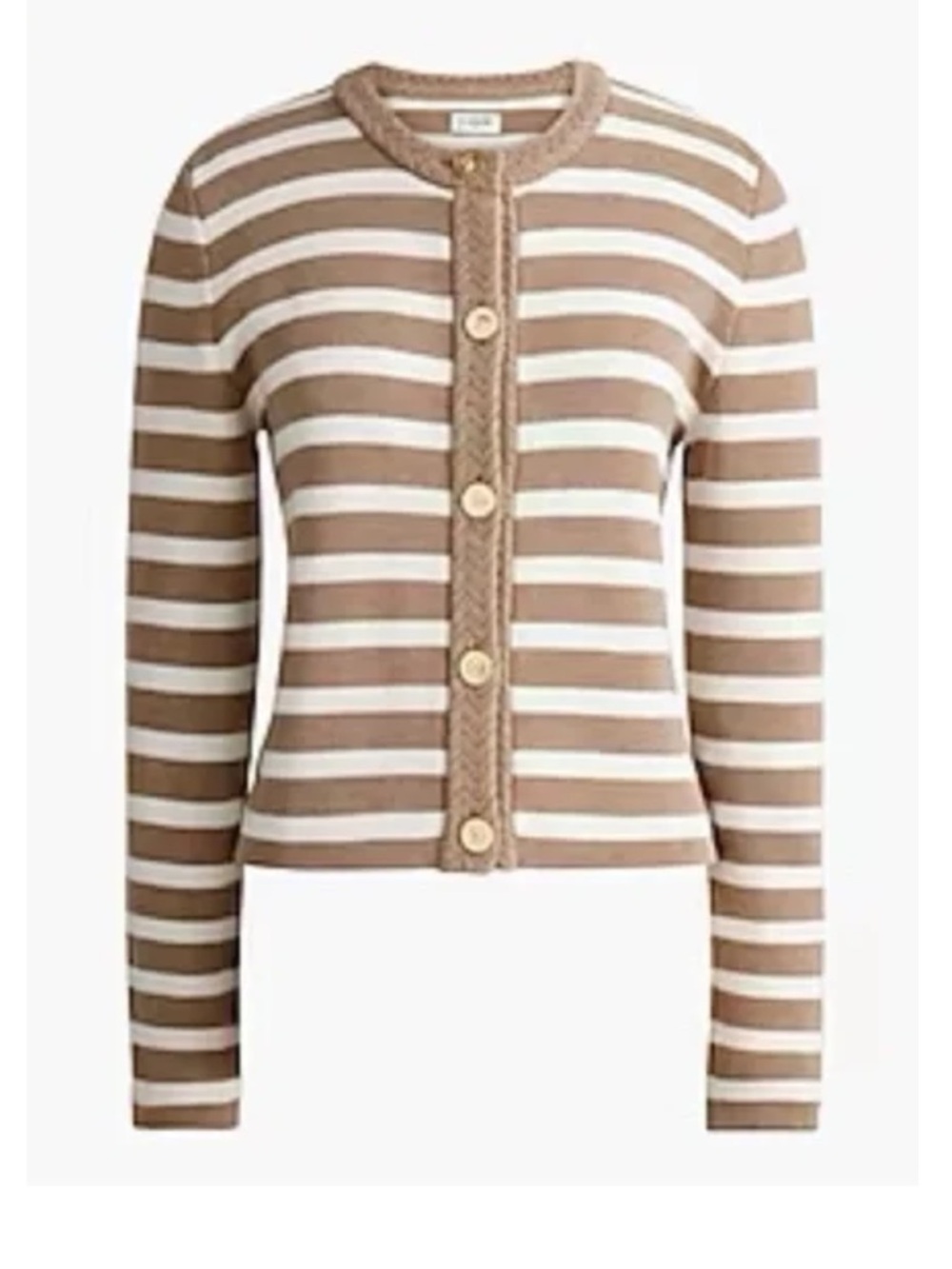 J. Crew Factory Lady Jacket Striped Knit Cardigan in Taupe and White